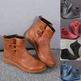 thumbnail image 2 of HEVIRGO Women Faux Leather Lace Up Low Heel Flat Ankle Boots Plush Liner Warm Shoes, 2 of 10