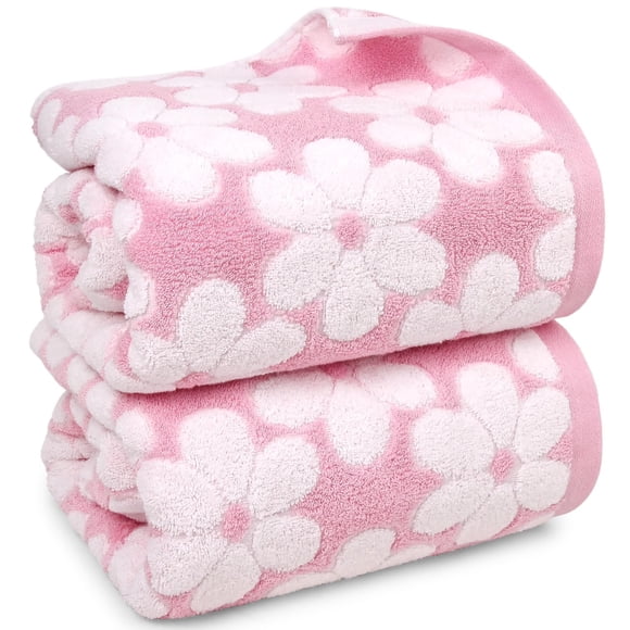 Jacquotha Pink Bath Towels Set of 2, Super Absorb