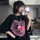 thumbnail image 2 of Camiseta de gran tamaño con estampado de amor Harajuku para mujer, camisetas bonitas para parejas, ropa de calle Y2k, Tops, ropa dulce, 2 of 5