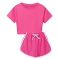 thumbnail image 6 of Mifsaly 2 Piece Short Sets for Girls Summer Short Sleeve Crewneck Cropped T-Shirts and Athletic Shorts Kids Breathable Casual Sportswear Clothes, 6 of 7