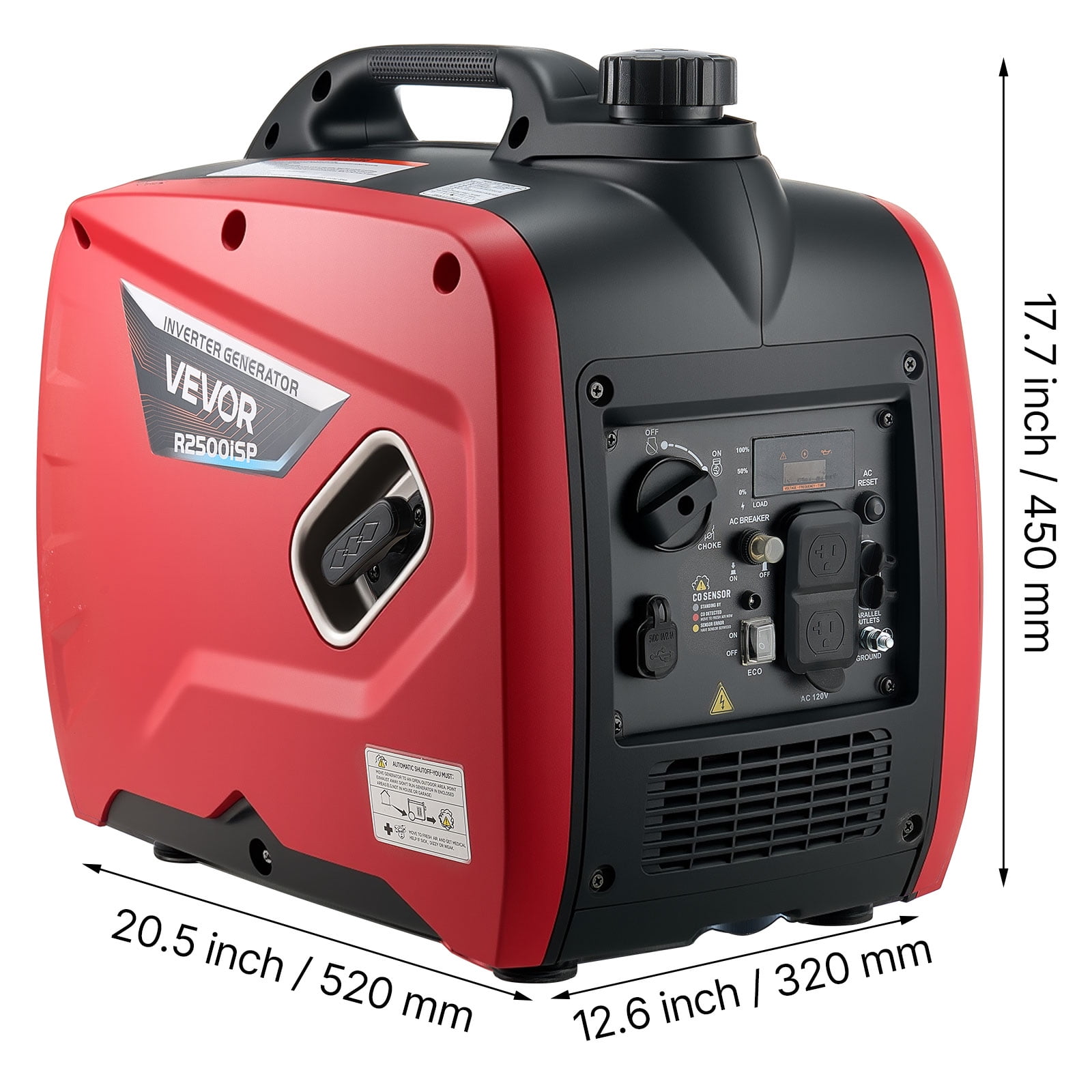 VEVOR Inverter Generator, 3000W Peak Watt Quiet Inverter Generator, Portable Inverters Generators for Home Use, Gas Powered, Compact and Lightweight Design - Stable Power, CO Sensor, Long Run Time