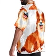 thumbnail image 3 of Pixel Dog Men's Hawaiian Short Sleeve Printed Button Down Poplin Casual Summer Beach Shirt, Unisex, 3 of 6