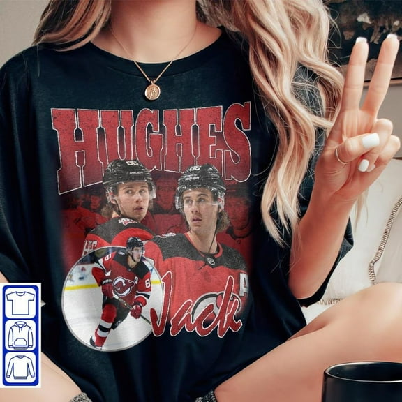 Comfort colors Jack Hughes Vintage Hockey Shirt, 90s Bootleg Graphic Tee, Retro Ice Hockey Fan Gift, Unisex
