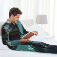 thumbnail image 5 of KLL Underwater Dinosaur Shark Sleepwear Mens Flannel Pajamas,Long Cotton Pj Set, 5 of 7