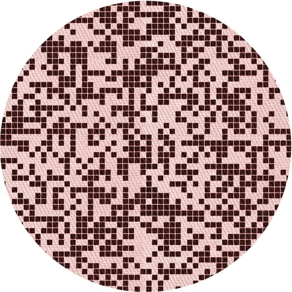 Ahgly Company Machine Washable Indoor Round Transitional Deep Rose Pink Area Rugs, 6' Round