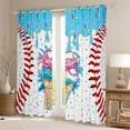 thumbnail image 2 of Erosebridal Baseball Print Blackout Curtains Set of 2 (52x84 Each) For Kids Boys Girls,Teens Sport Theme Ice Cream Drip Window Curtains,Blue Pink, 2 of 6