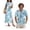 Blue Leaf, variant on White Polynesian Matching Couple Outfits Button-Down Shirt for Men Fashion Hawaiian Tops Workwear and Womens Sleeveless Dress with Split Beach Vacation Sundress