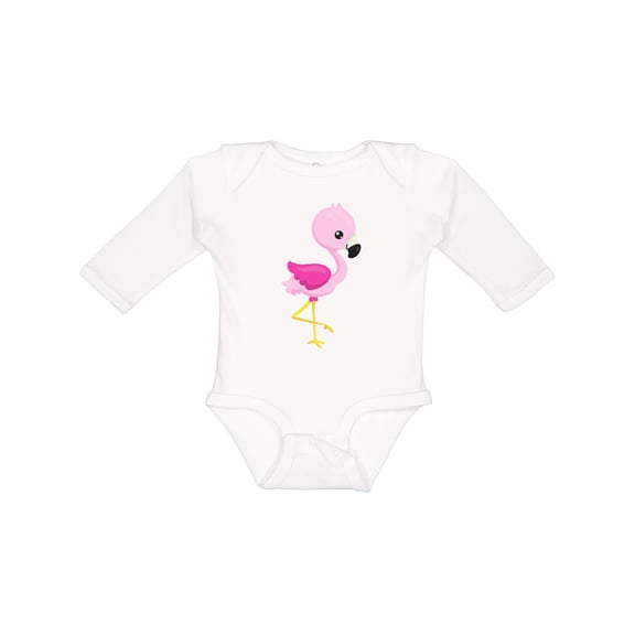 Inktastic Cute Flamingo, Baby Flamingo, Pink Flamingo, Bird Girls Long Sleeve Baby Bodysuit