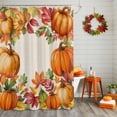 thumbnail image 2 of Shower Curtain 54"W x 78"L Autumn Thanksgiving Rustic Pumpkin Fabric Shower Curtains Set with Hooks Water Repellent Bathroom Curtains Machine Washable Bathroom Accessories, 2 of 6