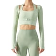 thumbnail image 6 of Women's Stretch Cutout Yoga Sports Jacket Long Sleeve Crop Top T Shirts with Thumb Holes, 6 of 8