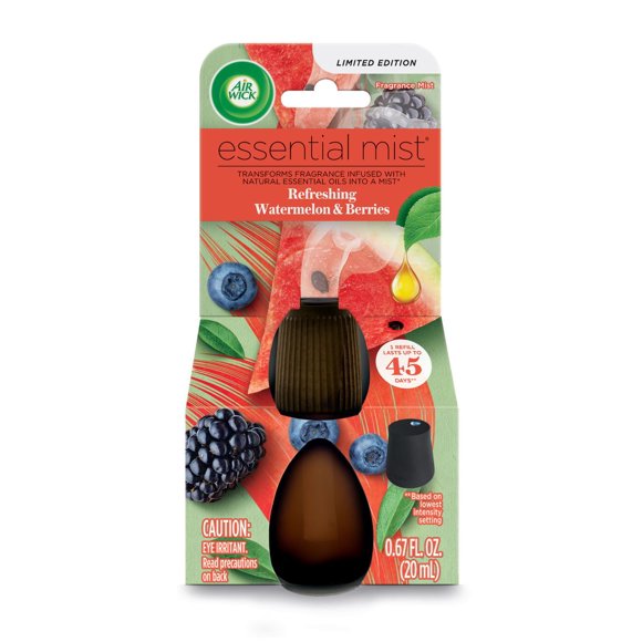 Air Wick Essential Mist Aroma Fragrance Oil Diffuser Refill, Watermelon and Berries, 1 Count, Air Freshener