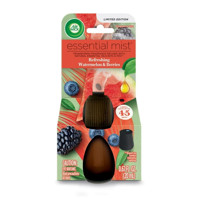 Air Wick Essential Mist Aroma Fragrance Oil Diffuser Refill, Watermelon and Berries, 1 Count, Air Freshener
