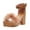 Brown Party Dress Shoes, variant on Women's Summer Sandals Ankle Strap Fluffy Furry High Heels Party Dress Shoes Brown 36