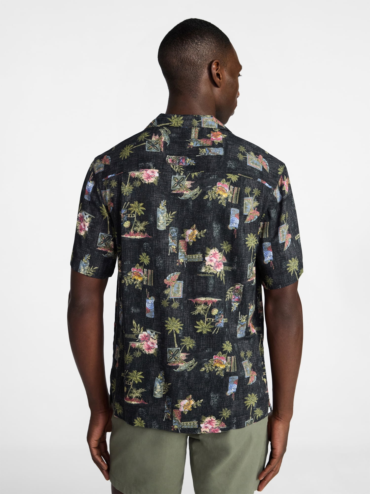 George Men's Relaxed Fit Printed Camp Shirt with Short Sleeves, Sizes S-3XLT