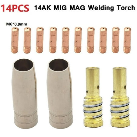 

14Pc MAG MIG-14AK Welding Torch Consumables Torch Gas Nozzle Tip Holder