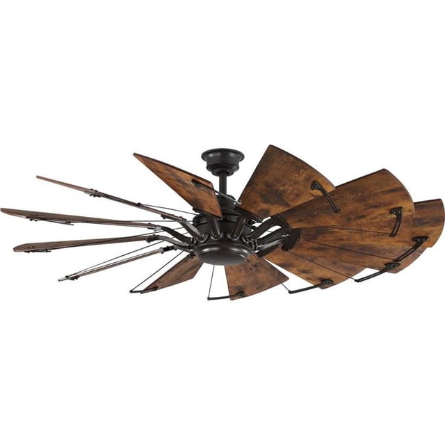 Progress Lighting P250000-129 60 in. Architectural Ceiling Fan with Distressed Walnut Blade in Bronze