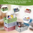 thumbnail image 5 of 2-Pack Small Pastel Plastic Storage Baskets, Collapsible Crates for Organizing, Space-Saving Mini Bins for Classroom, Kitchen, Office, Bedroom (Blue, 9.8" x 6.5" x 3.8"), 5 of 5
