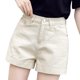 thumbnail image 5 of Pantalones cortos de mezclilla rosa para mujer, pantalones cortos finos de cintura alta, holgados, de pierna ancha, color albaricoque, novedad de verano 2023, 5 of 5