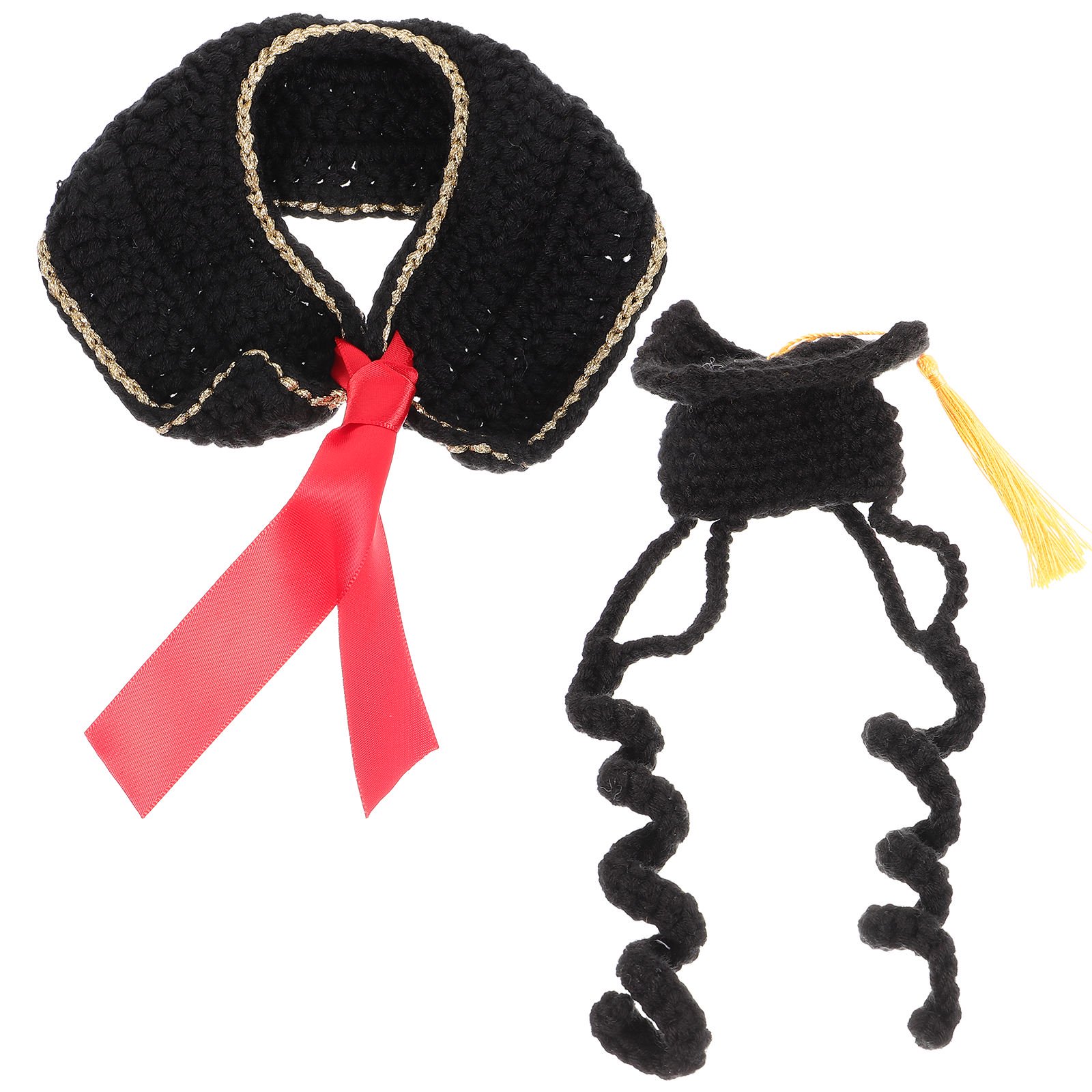Phenofice 1Set Puppy Graduation Hat Black Comfortable Material Dress Up Costume for Photos