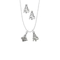 thumbnail image 2 of Delight Jewelry Silvertone Sailboat Silver tone Zig Zag Christmas Tree Charm Necklace and Stud Earrings, 2 of 4