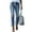 03# Light Blue, variant on HKYNLAG Women's High Waisted Drawstring Jeans Pull On Cargo Joggers Ripped Elastic Waist Denim Pants Light Blue L
