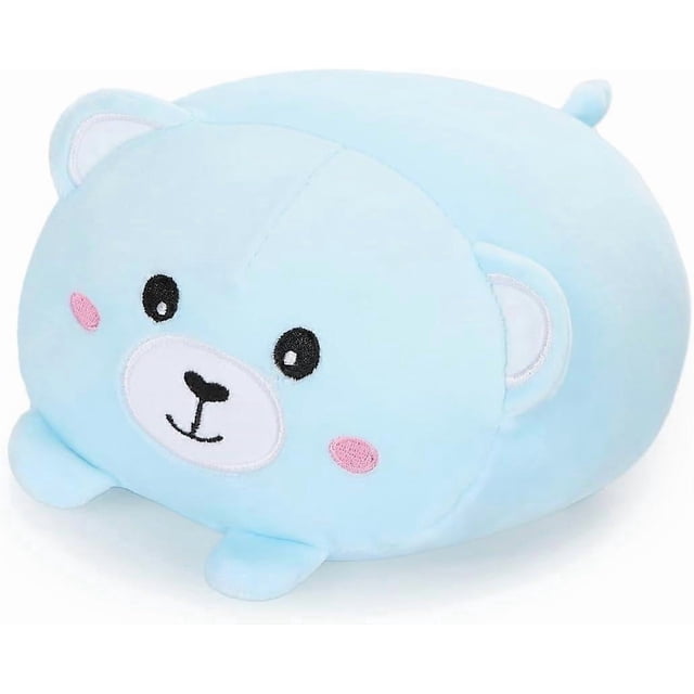 8 inch Cute Bear Plush Stuffed Squishy Animal Cylindrical Body Pillow,Super Soft Cartoon Hugging Toy Gifts for Bedding, Kids Sleeping Kawaii Pillow