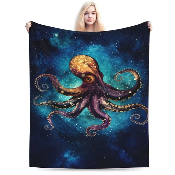 Octopus Fleece Throw Blanket Lightweight Super Soft Flannel Bed Blanket Perfect Home Decor for Couch Chair Sofa Living Room 50x40
