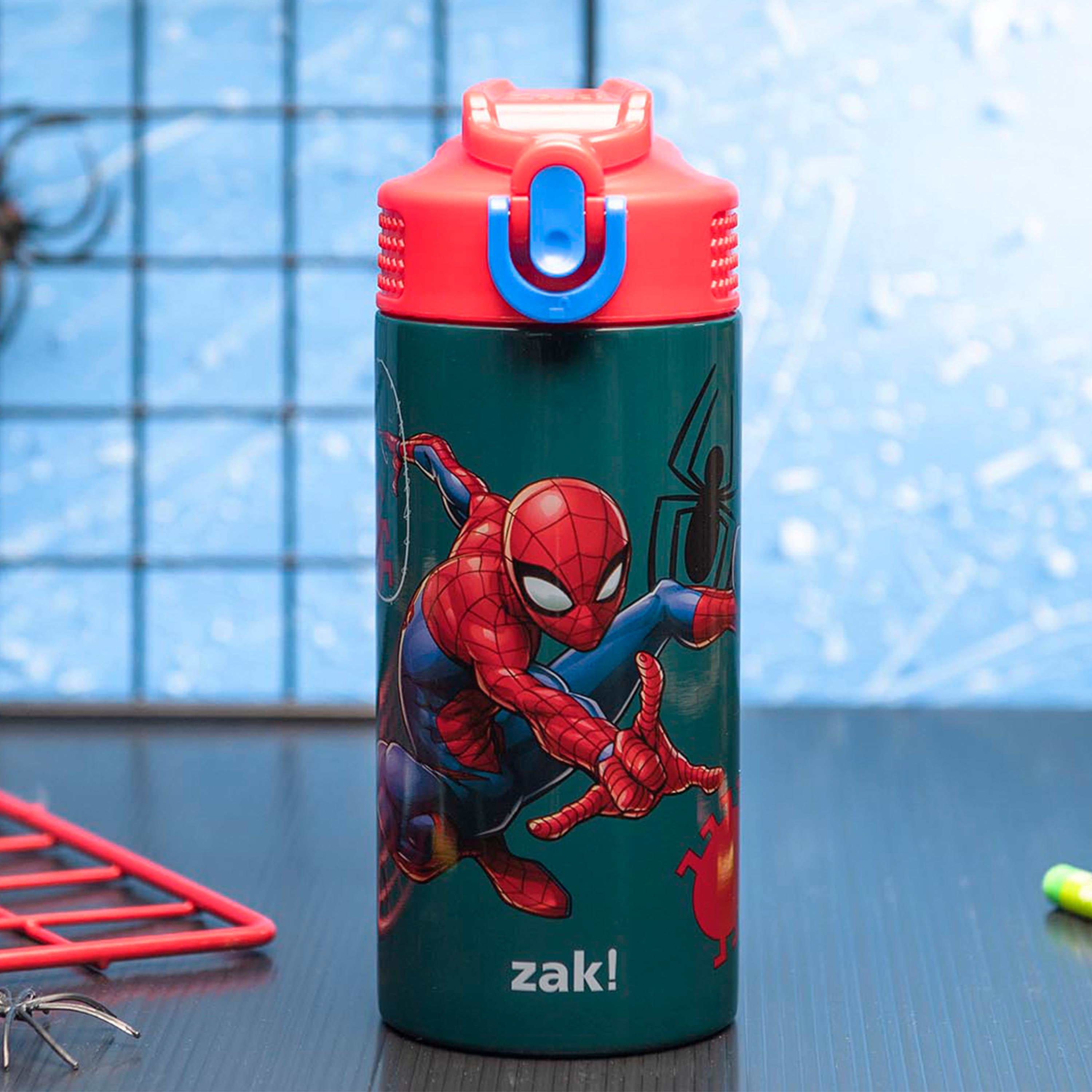 Zak Designs Marvel Spider-Man Kids Water Bottle with Spout Cover and  Carrying Loop, Durable Plastic, Leak-Proof Design for Travel (16 oz,  2-Pack