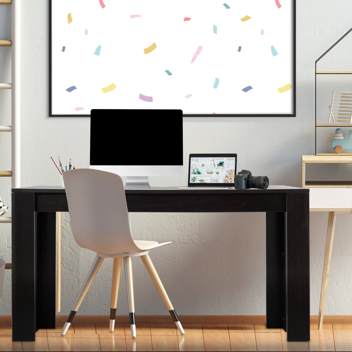 Costway 63" Dining Table Rectangular Modern Kitchen Table For 6 People Home Furniture Black
