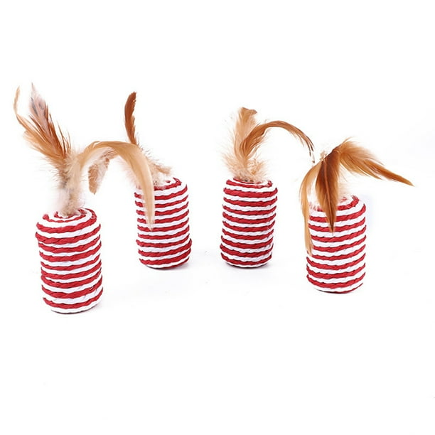 Juguete rodante para gatos, juguete de plumas para gatos, juguete interactivo con plumas para gatos, instalación sin esfuerzo Jadeshay A