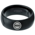 thumbnail image 2 of Tungsten Beer Bottle Cap Band Ring 8mm Men Women Comfort Fit Black Dome Polished, 2 of 4