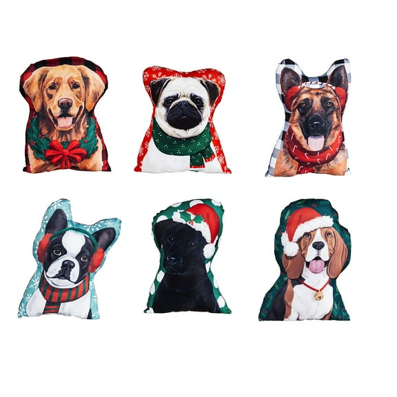 Evergreen Holiday Dog Mini Pillows, including 6 styles, 3 of each, Unit Price $4.5
