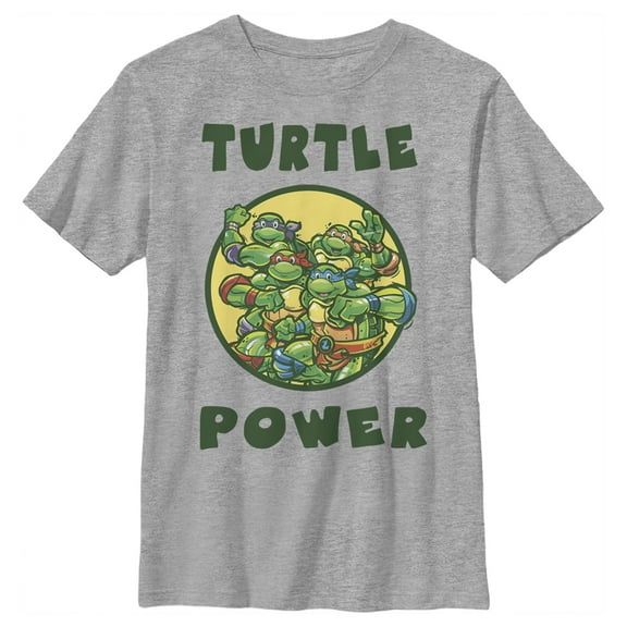 Boy's Teenage Mutant Ninja Turtles Turtle Power Circle  Graphic Tee Athletic Heather Small