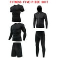 thumbnail image 4 of 5pcs Men Workout Clothes Outfit Fitness Suits Gym Outdoor Running Compression Pants Tee Shirt Top Long Sleeve Jacket, 4 of 4