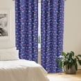 thumbnail image 2 of Ambesonne Autumn Curtains, Colorful Umbrellas Boots Art, Pair of 28"x84", Dark Blue and Pastel Pink, 2 of 5