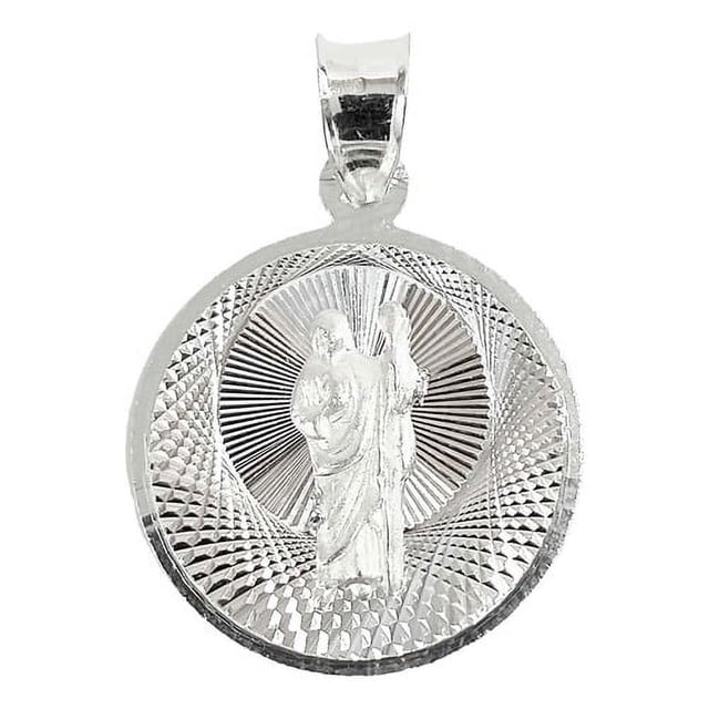 JOYARIS Medalla Diamantada San Judas Tadeo Plata Ley 925 2 Cm DM-0001285