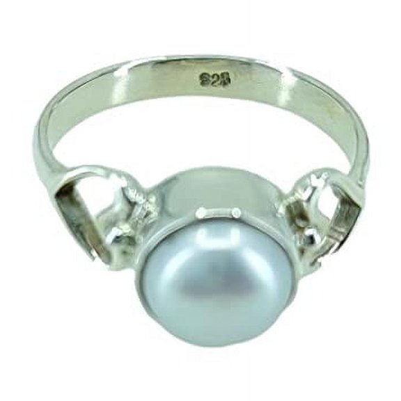Navya Craft Freshwater Pearl 925 Sterling Silver Handmade Duel Heart Women Ring, Pearl Jewelry Size 4.0