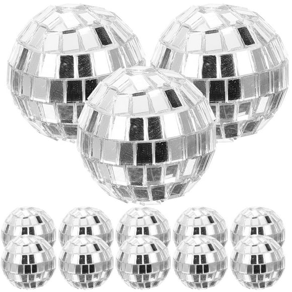 12 pcs Silver Disco Balls Hanging Glass Mirror Disco Balls Disco Hanging Ornament Balls