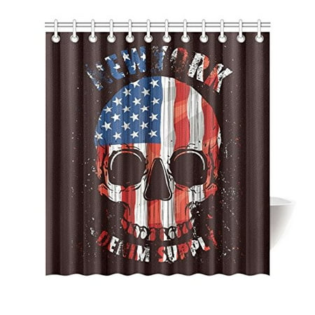 Mkhert Usa American Flag Skull New York Shower Curtain For Bathroom 66x72 Inch Mkhert Usa American Flag Skull New York Shower Curtain For Bathroom 66x72 Inch
