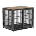 thumbnail image 3 of Bingopaw Triple Door Wooden Dog Crate Indoor, Black, Large, Removable Tray, 36.02"L x 25"W x 29.33"H, 3 of 11