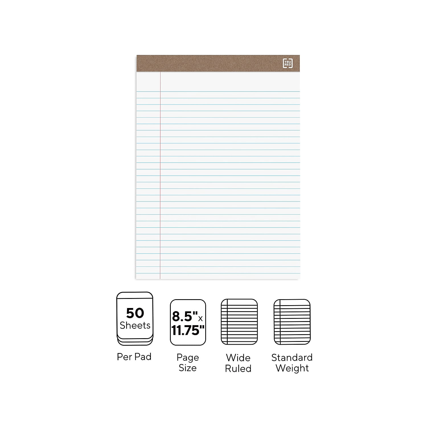MyOfficeInnovations Notepads 8.5" x 11.75" Wide White 50 Sh./Pad 12 Pads/PK 462332
