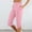 Pink, variant on Womens Drawstring Elastic High Waist Capri Pants Side Split Hem Slim Stretch Mid Calf Casual Summer Cropped Trousers Pink 2XL