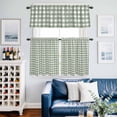 thumbnail image 2 of Sage Green Buffalo Plaid Kitchen Curtains, Farmhouse Green White Checkered Kitchen Curtains and Valances Set of 3, Light Filtering Tailored Tier Curtain 24 Inch Length Drapes for Cafe Sink Bedroom, 2 of 8