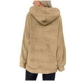 thumbnail image 5 of WMTBSRSW Women's Warm Winter Oversized Hoodies Fuzz Fleece Hoodie Sweatshirt Thermal Plush Sherpa Pullover with Kanga Pocket Khaki Large, 5 of 9
