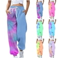 thumbnail image 2 of Qingpeng Womens Color Block Tie Dye Jogger Sweatpants Drawstring Elastic Waisted Pockets Casual Sport Pants, 2 of 5