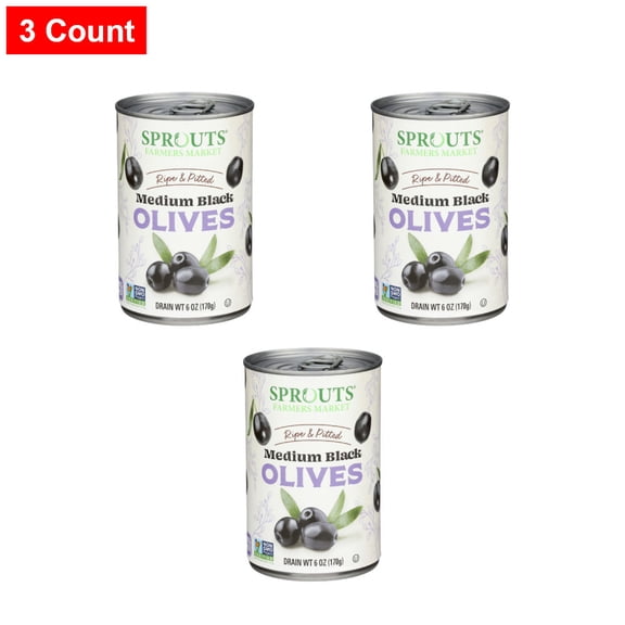 Sprouts Medium Ripe Black Olives - 6 oz - 3 Count