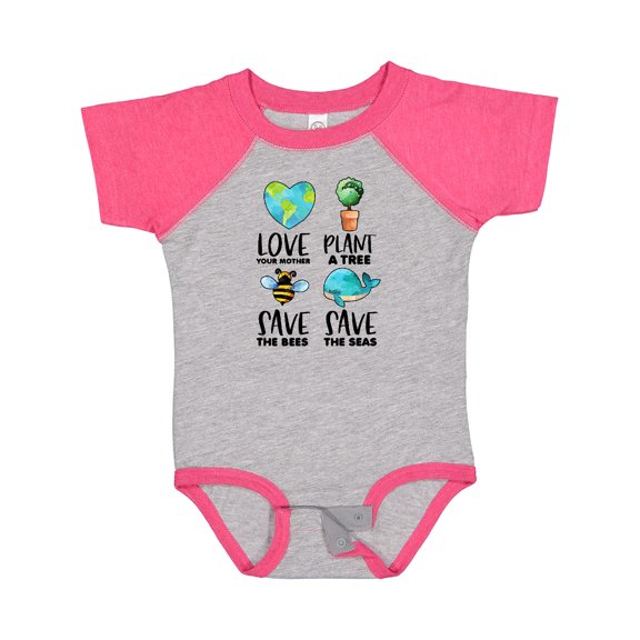 Inktastic Earth Day Plant a Tree Save the Bees Save the Seas Love Your Mother Earth Boys or Girls Baby Bodysuit