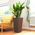 thumbnail image 6 of Outsunny 23" Tall Planters, Set of 2 Plastic Flower Pots, Stackable Tapered Outdoor Planters, Brown, 6 of 9