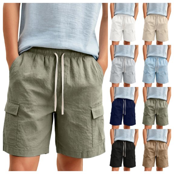 Quotay Boys Casual Shorts Pull On Elastic Waist Summer Beach for with Pockets Baggy Pants 8-16 Years Army Green,11-12 Years