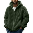 thumbnail image 2 of GrmtClth Fleece Jacket Men Stylish Fuzzy Sherpa Zip Up Hoodie Midweight Hooded Sweatshirt Long Sleeve Warm Winter Outwear with Cozy Pocket Army Green S, 2 of 5